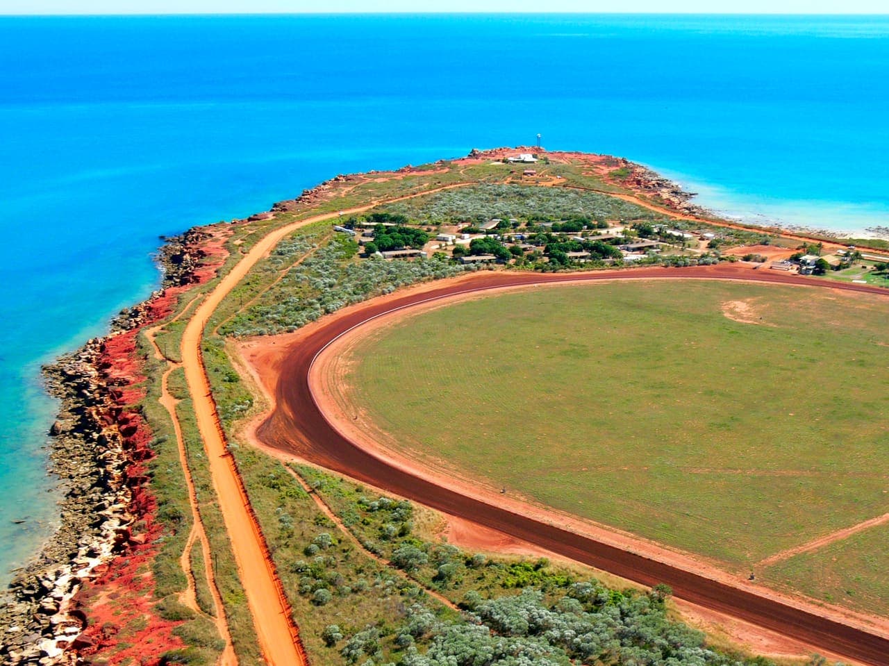 Gantheaume Point and red cliffs from the air, Broome