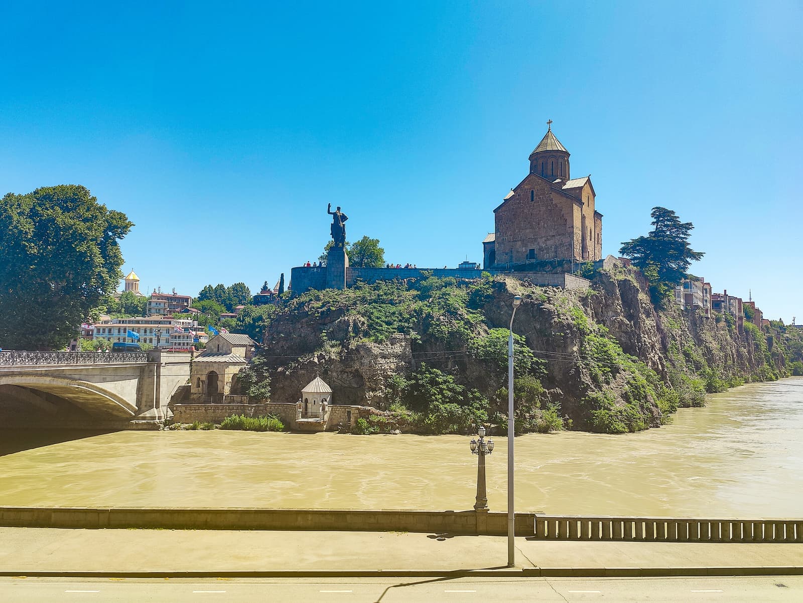 The Kura river and city of Tbilisi, Georgia