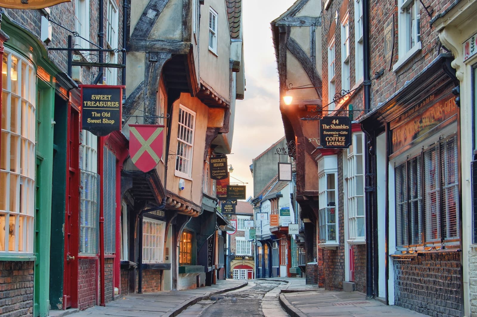 The Picturesque shambles shopping street in York, England