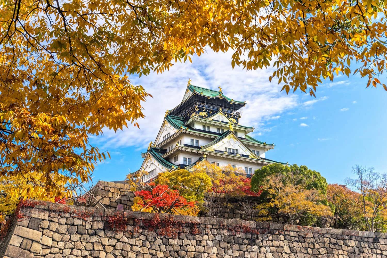 A view of Osaka Castle in Japan