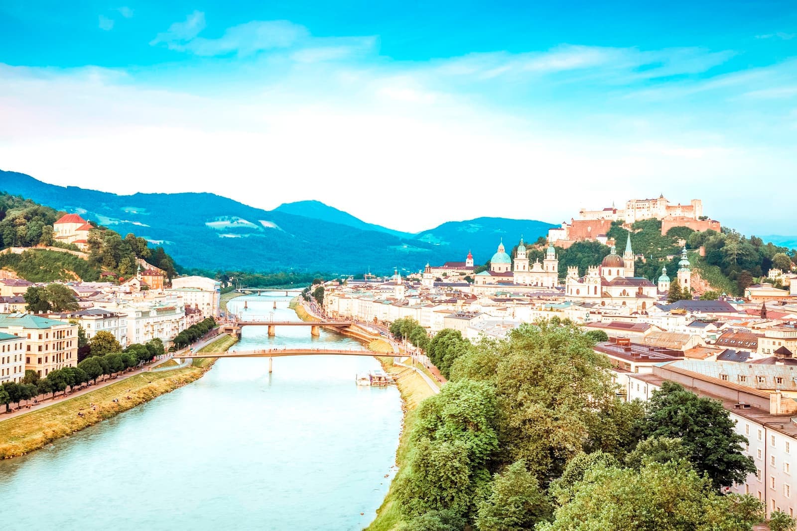 The River Salzach in Salzburg, Austria