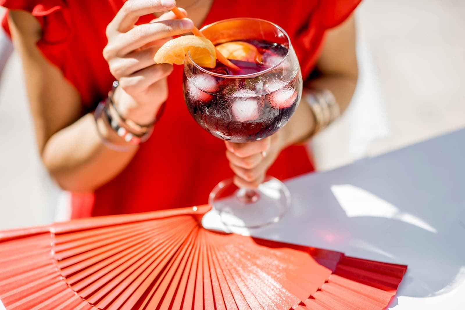 A person with a Sangria in Madrid, Spain