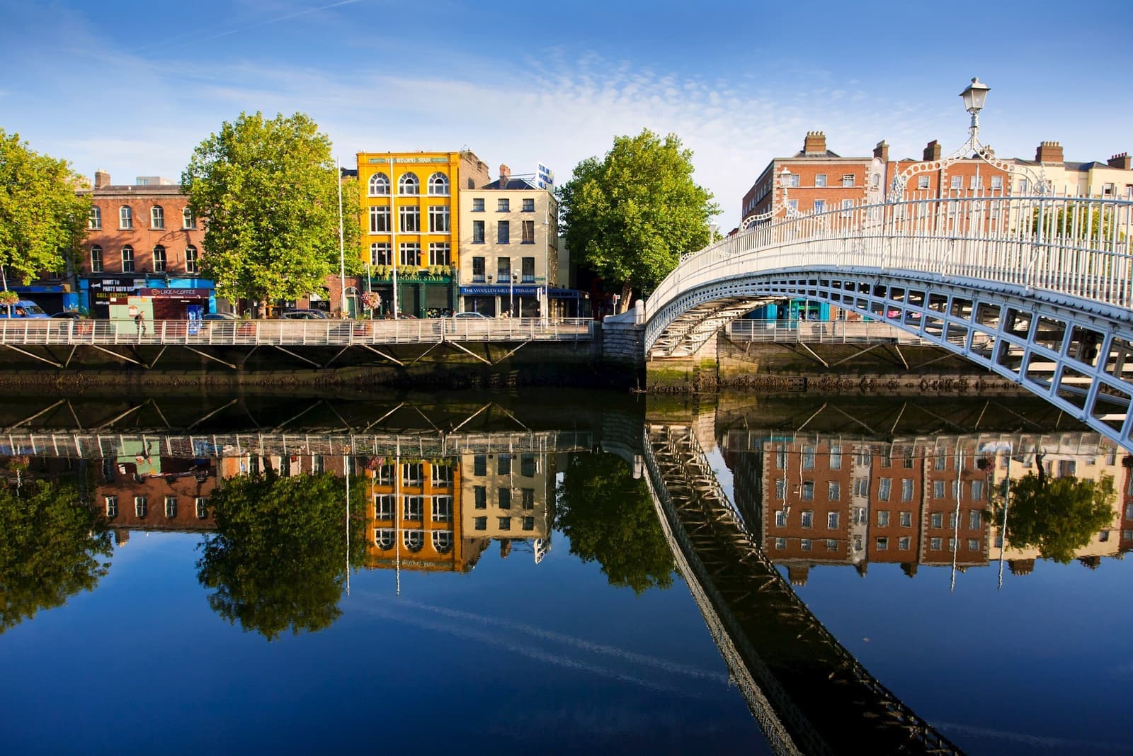 Ha'penny bridge on a bright day in Dublin, Ireland