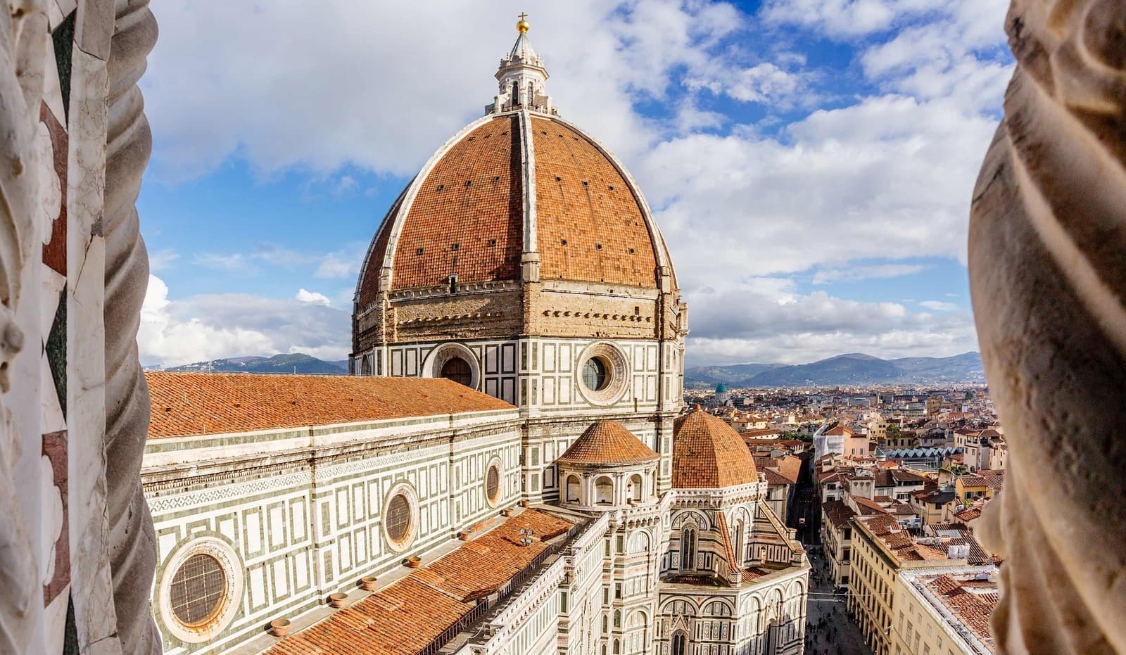 A scenic view of Florence, Italy, featuring the Florence Cathedral