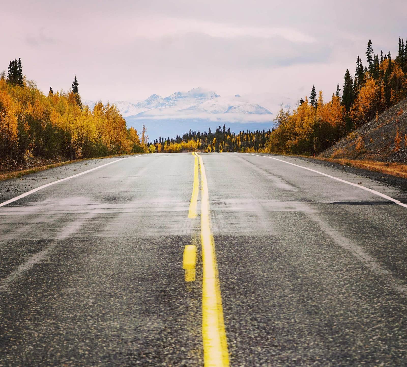 A scenic road in Valdez, Alaska, USA