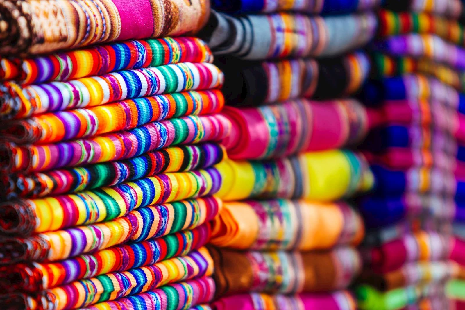 Colourful Peruvian blankets in Lima, Peru
