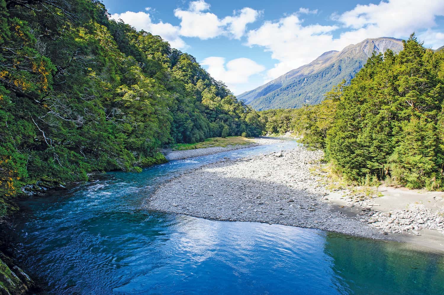 Haast River and mountain views, Haast River, New Zealand