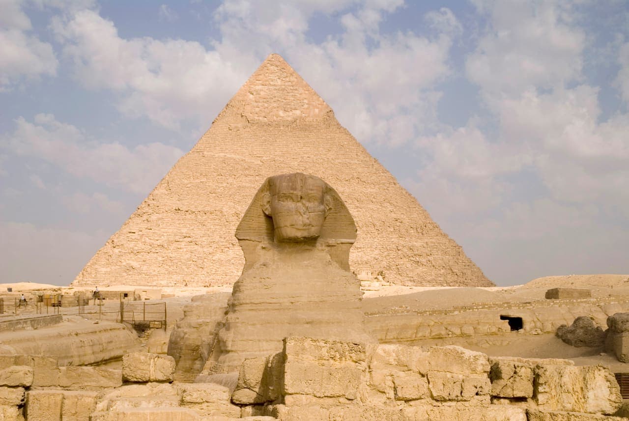 Sphinx and Great Pyramid at Giza