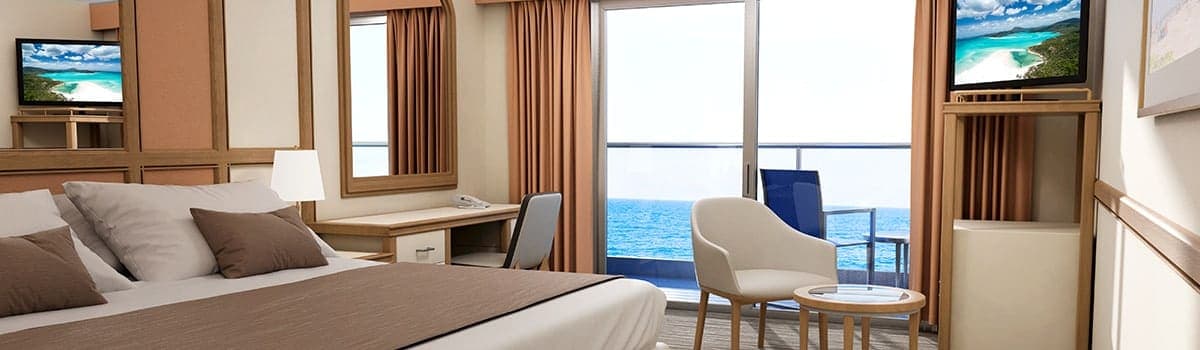 Aft-View Extended Balcony stateroom, Carnival Encounter