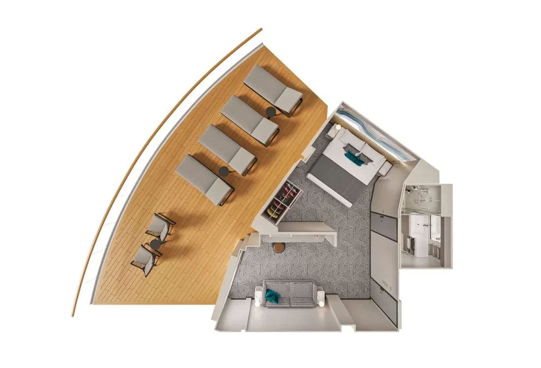 Aft-Facing Suite with Large Balcony floor plan, Norwegian Aqua