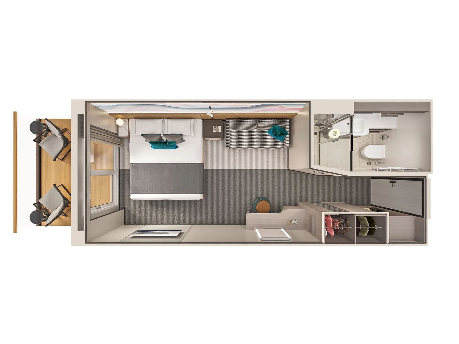 Aft-Facing Balcony floor plan, Norwegian Aqua