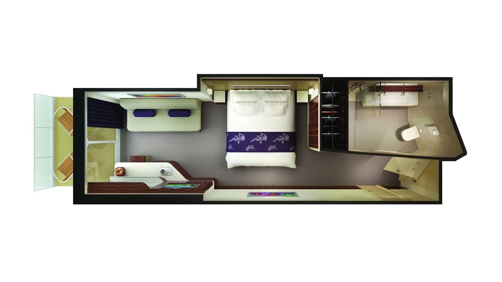 Aft-Facing Club Balcony Suite floor plan, Norwegian Breakaway