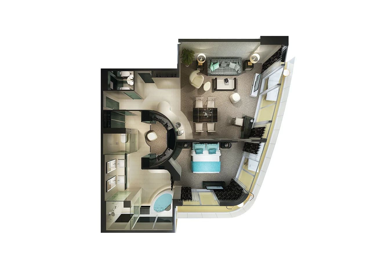 The Haven Deluxe Owner's Suite with Large Balcony floor plan, Norwegian Breakaway