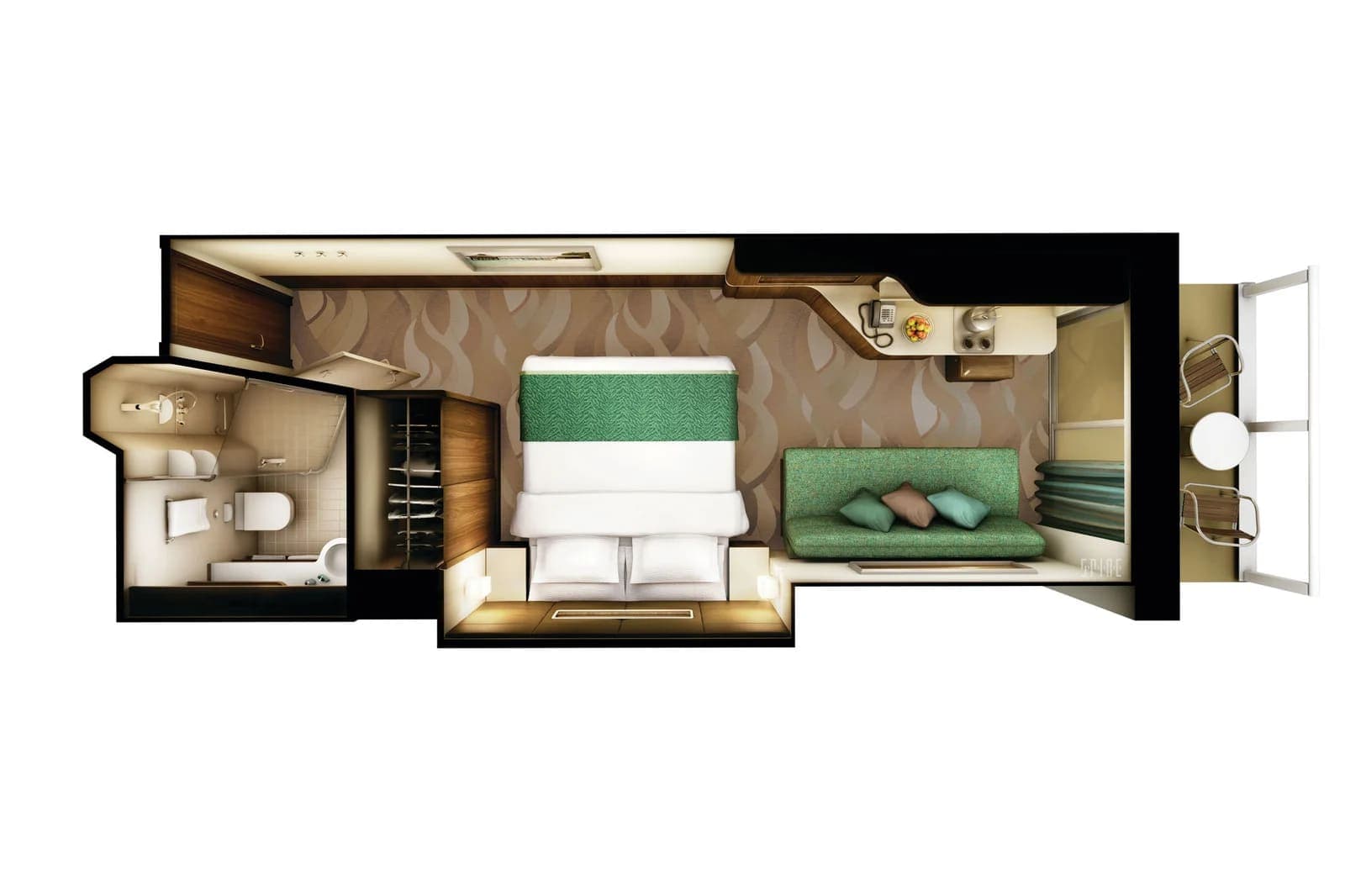 Guarantee Balcony floor plan, Norwegian Escape