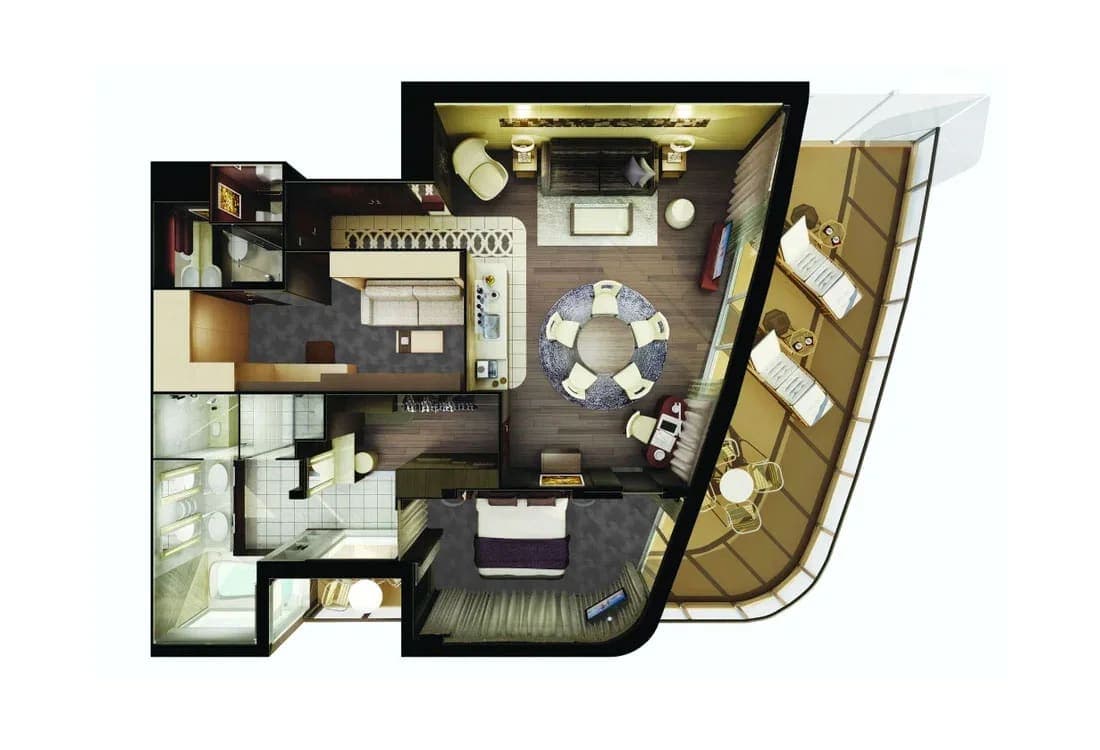The Haven Deluxe Owner's Suite with Large Balcony floor plan, Norwegian Escape