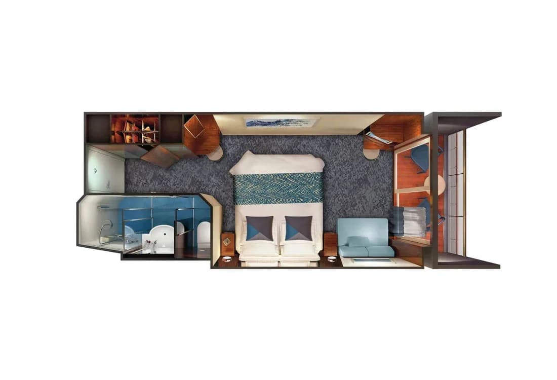Aft-Facing Balcony floor plan, Norwegian Gem