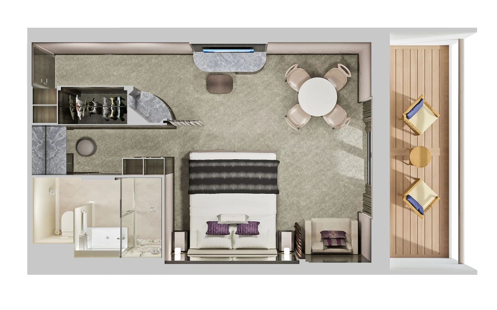 Forward-Facing Deluxe Penthouse with Large Balcony floor plan, Norwegian Jewel