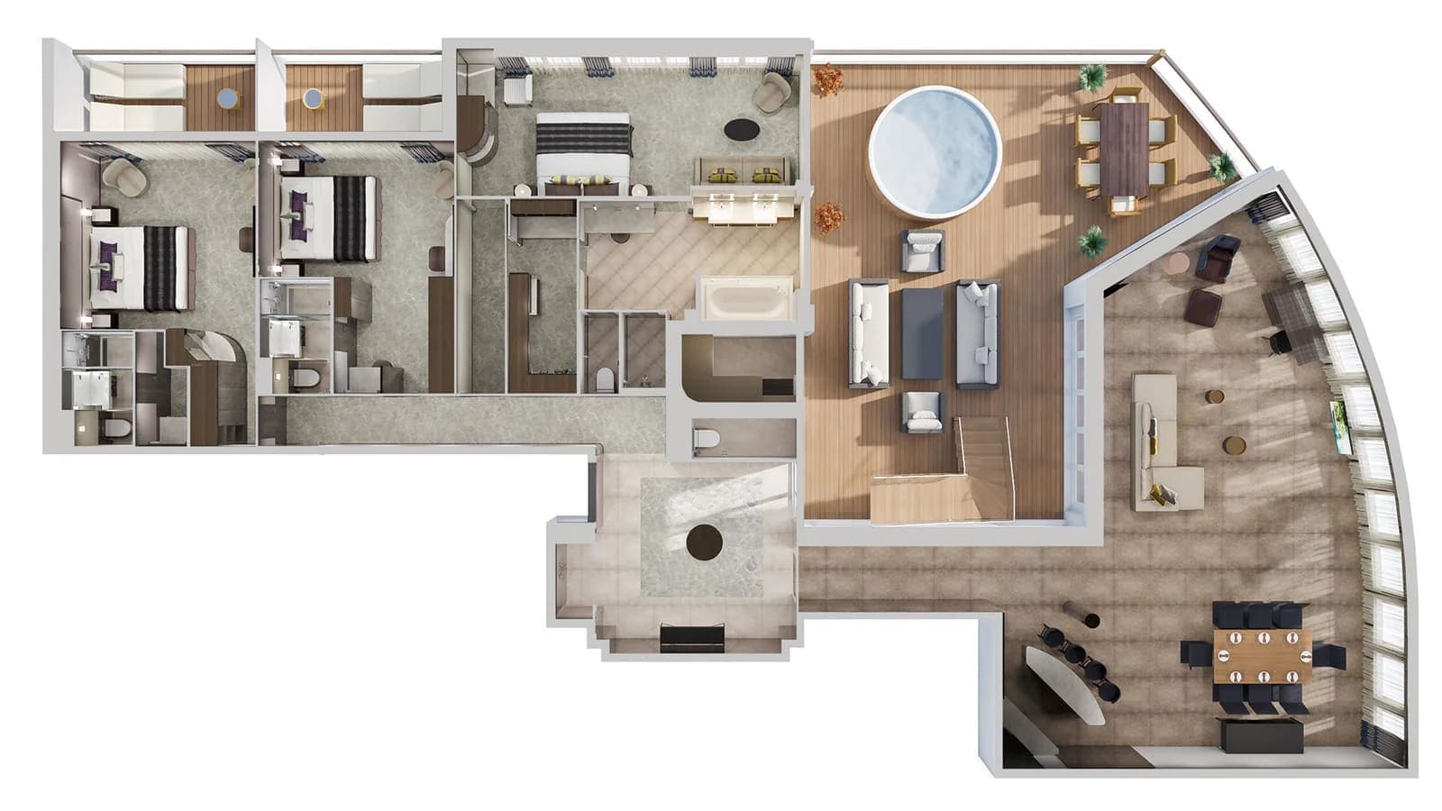 The Haven 3-Bedroom Garden Villa floor plan, Norwegian Jewel