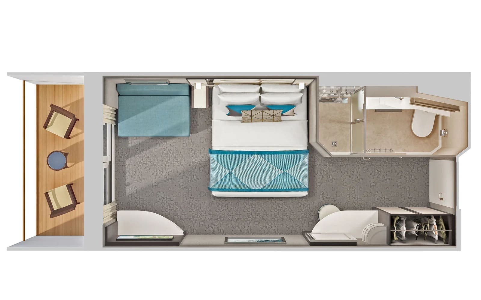 Aft-Facing Balcony floor plan, Norwegian Pearl