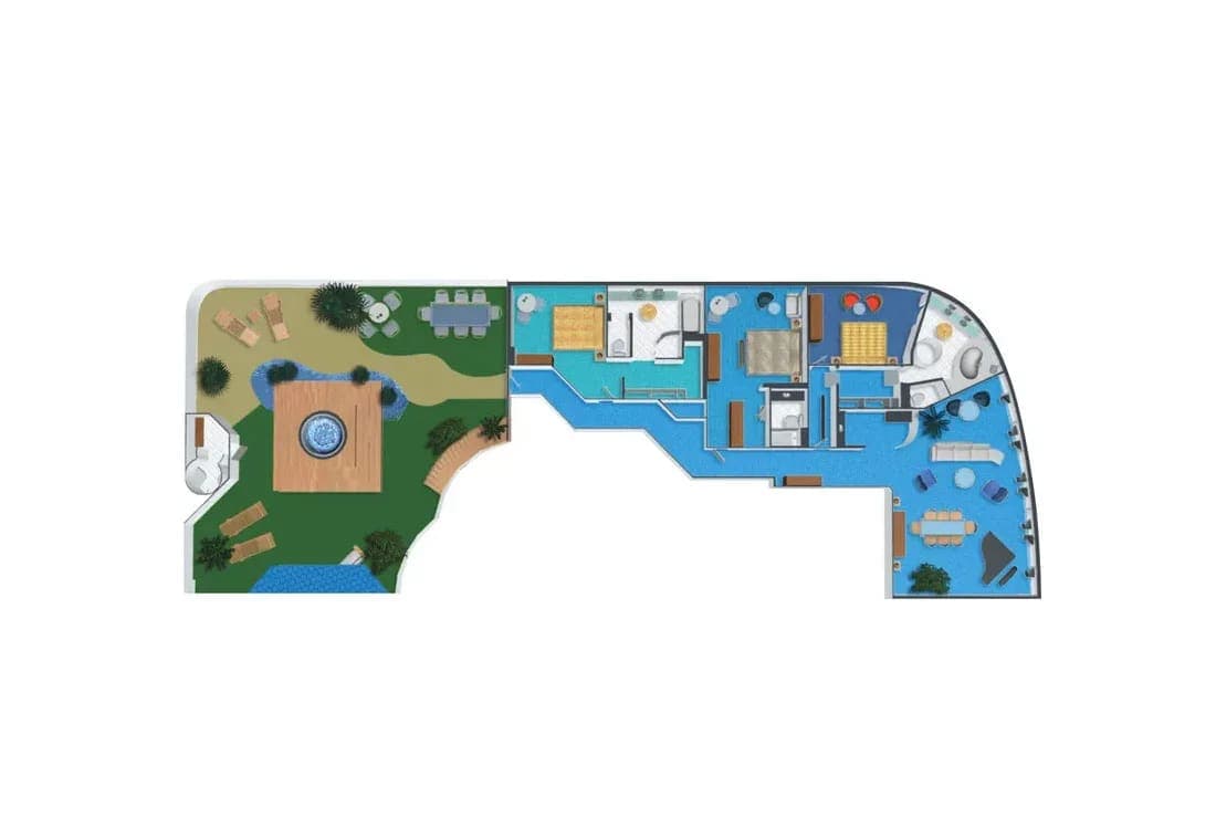 3-Bedroom Garden Villa floor plan, Norwegian Star