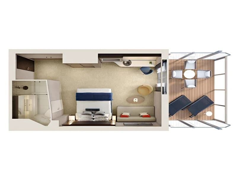 Family Club Balcony Suite floor plan, Pride of America