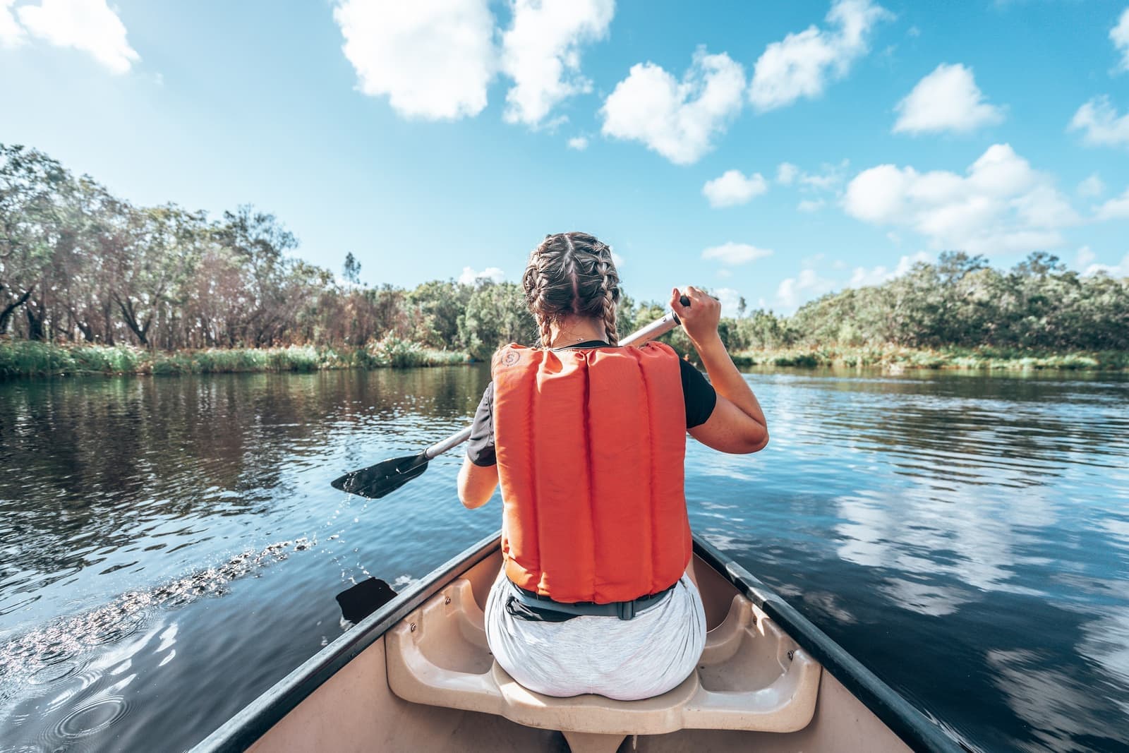 A Traveller kayaking in the Noosa Everglades, Australia