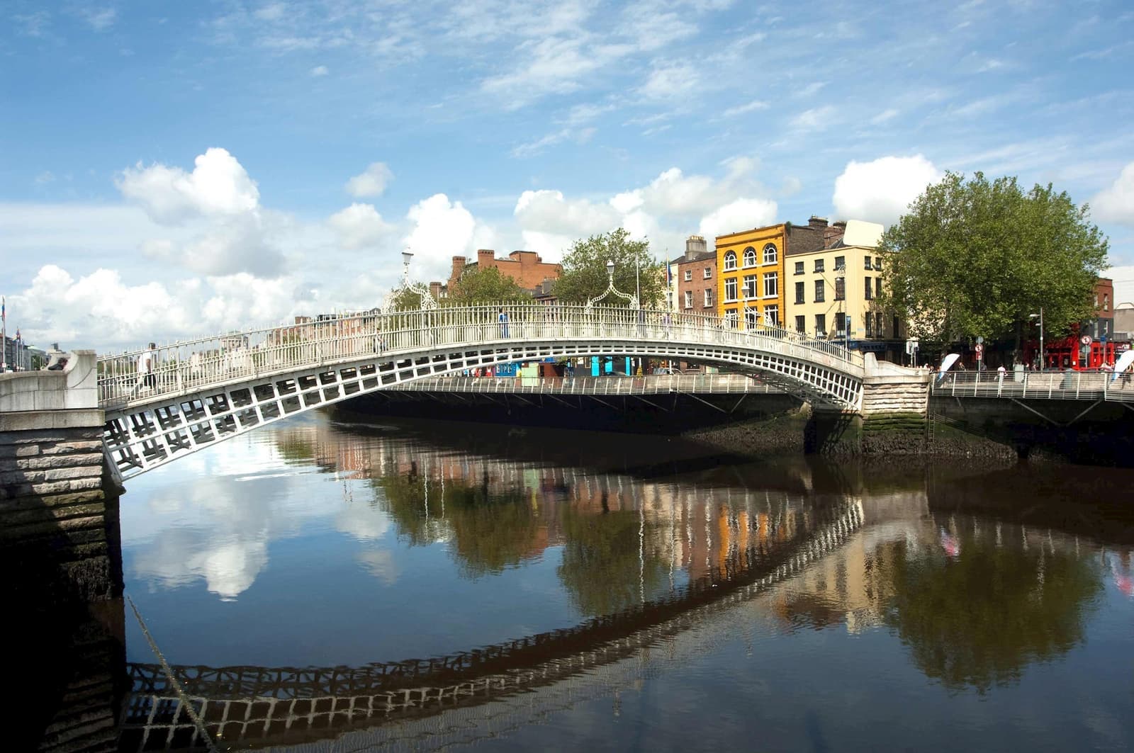 A view of the Ha'penny Bridge in Dublin, Ireland