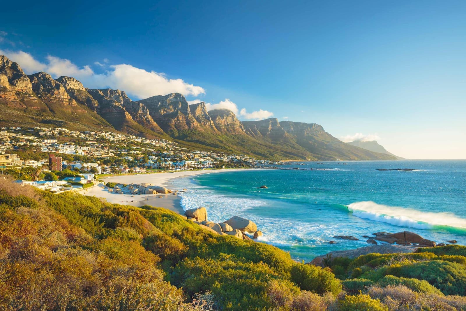 Turquoise sea with Twelve Apostles mountains in Cape Town, South Africa