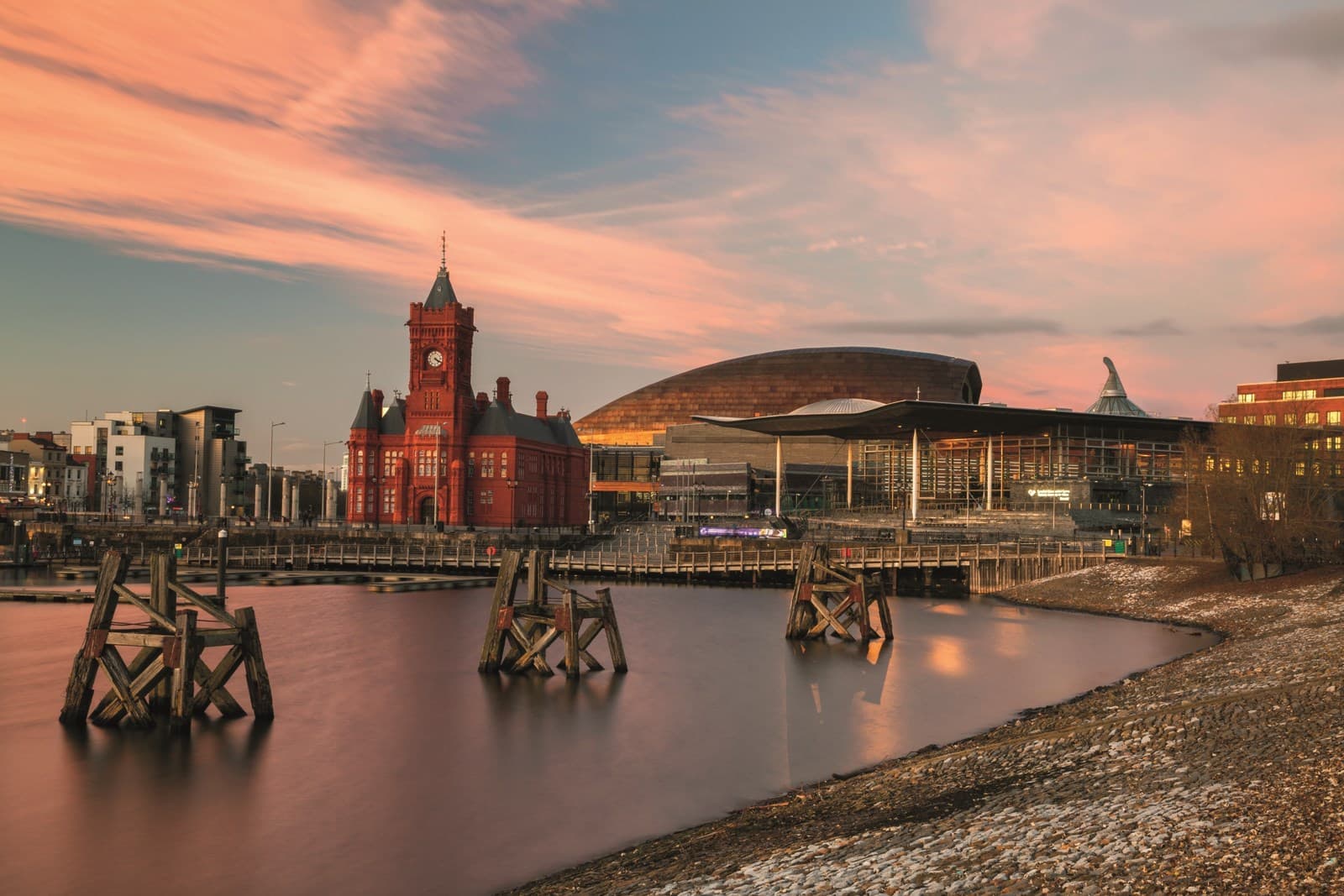 Sunset in Cardiff Bay, Cardiff, Wales