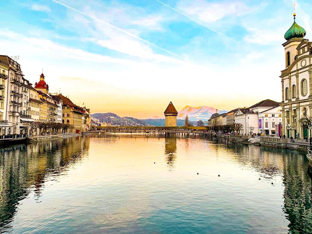 The Chapel Bridge in Lucerne, Switzerland