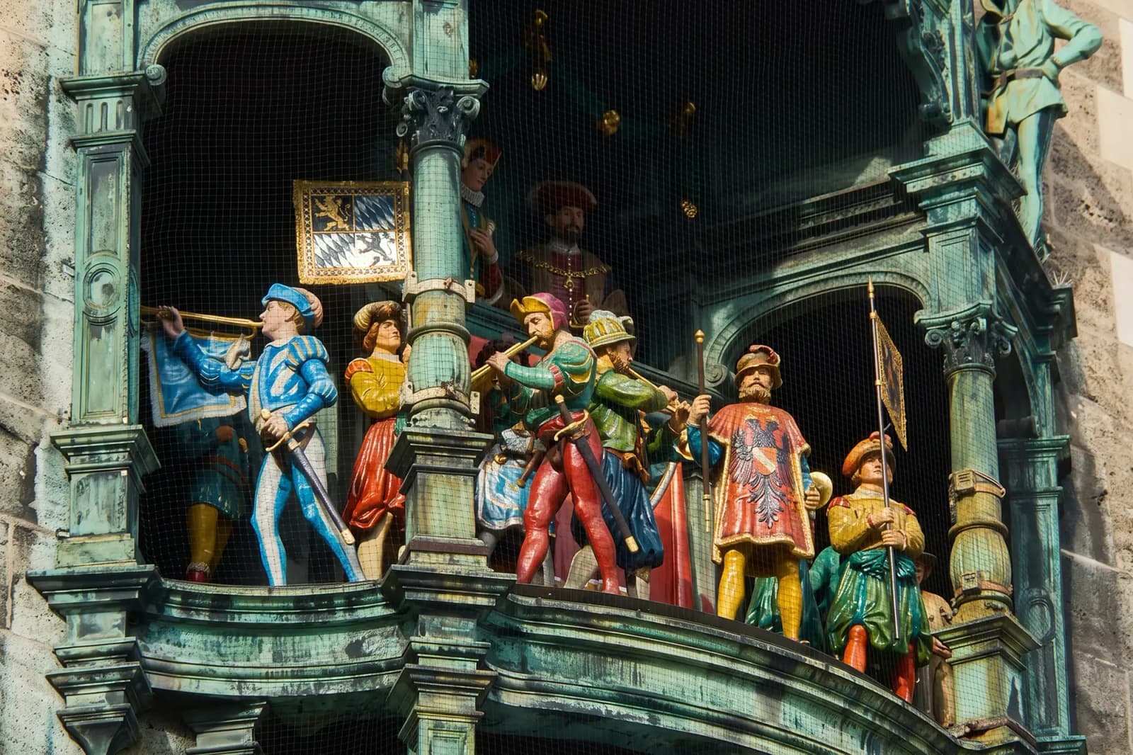 Glockenspiel figures on the New Town Hall in Munich, Germany.