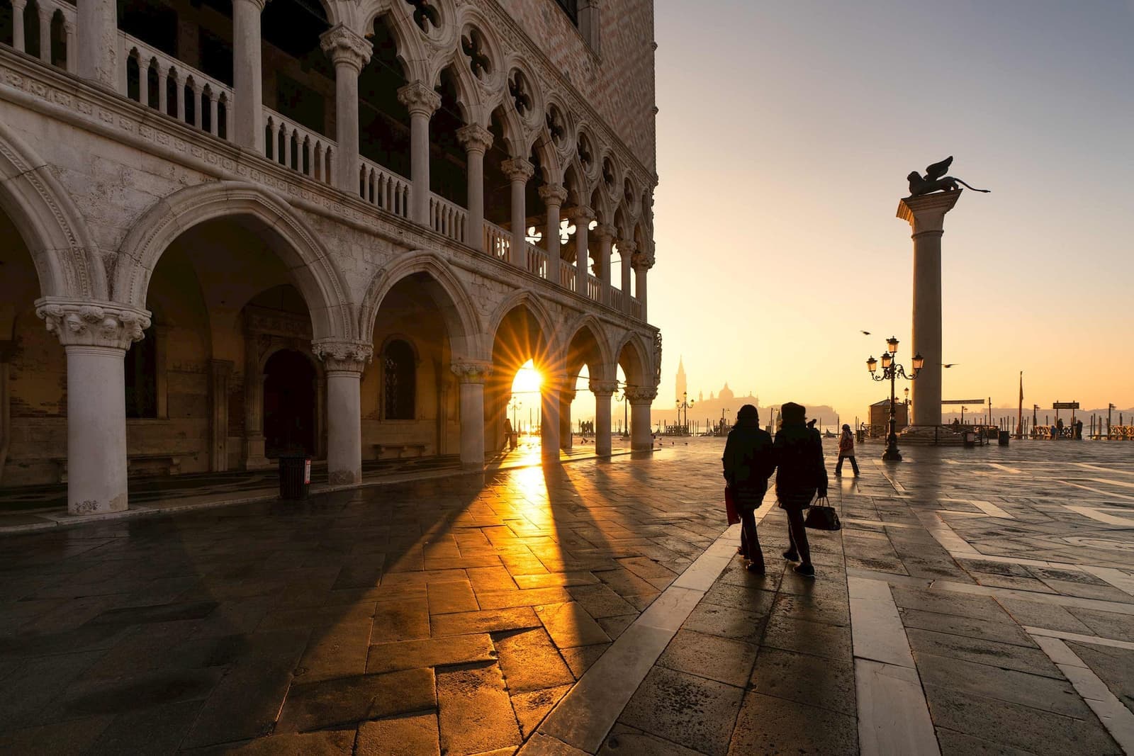 The sunrise in Piazza Marco in Venice, Italy