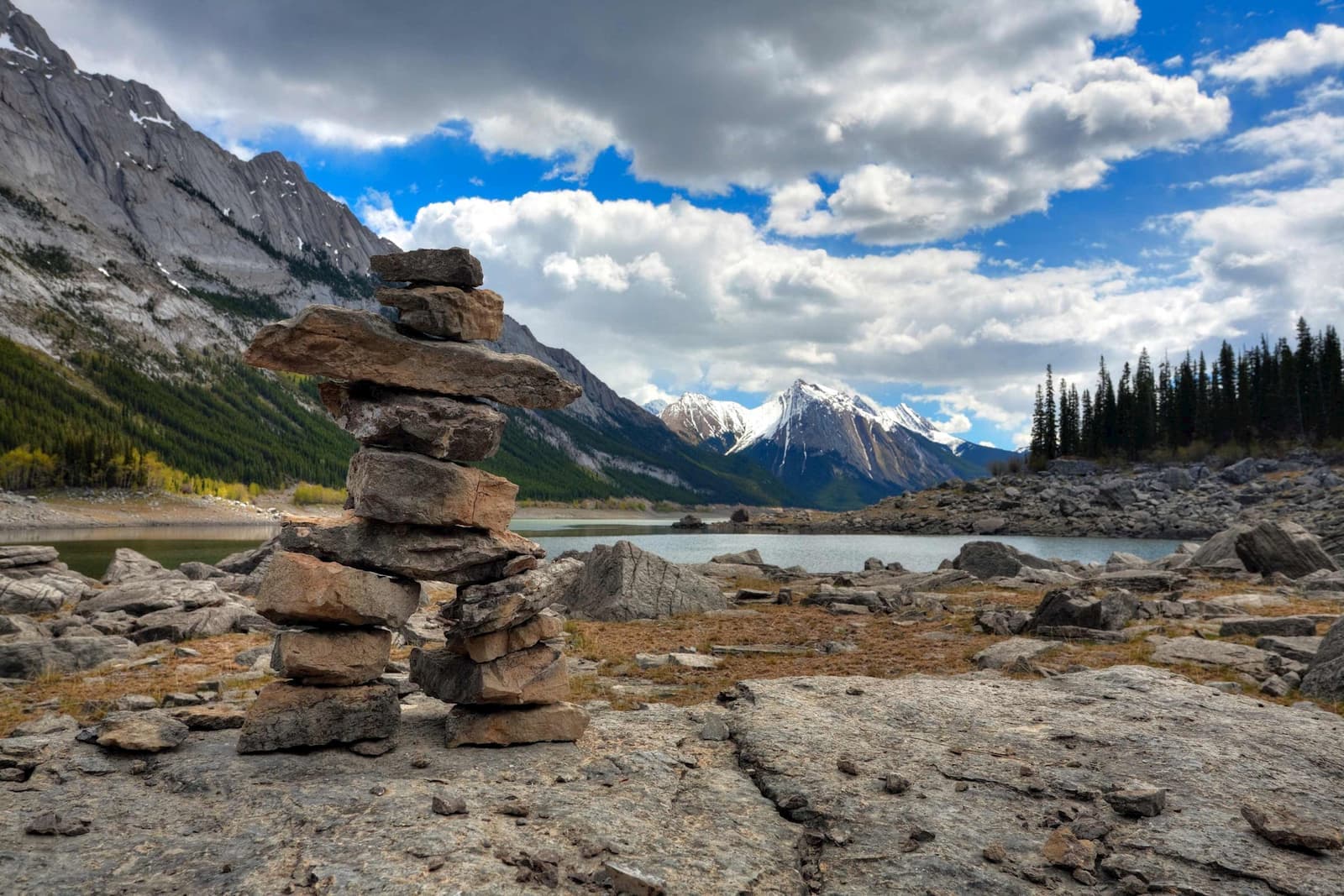 Inukshuk in Rocky Mountains National Park, Alberta, Canada