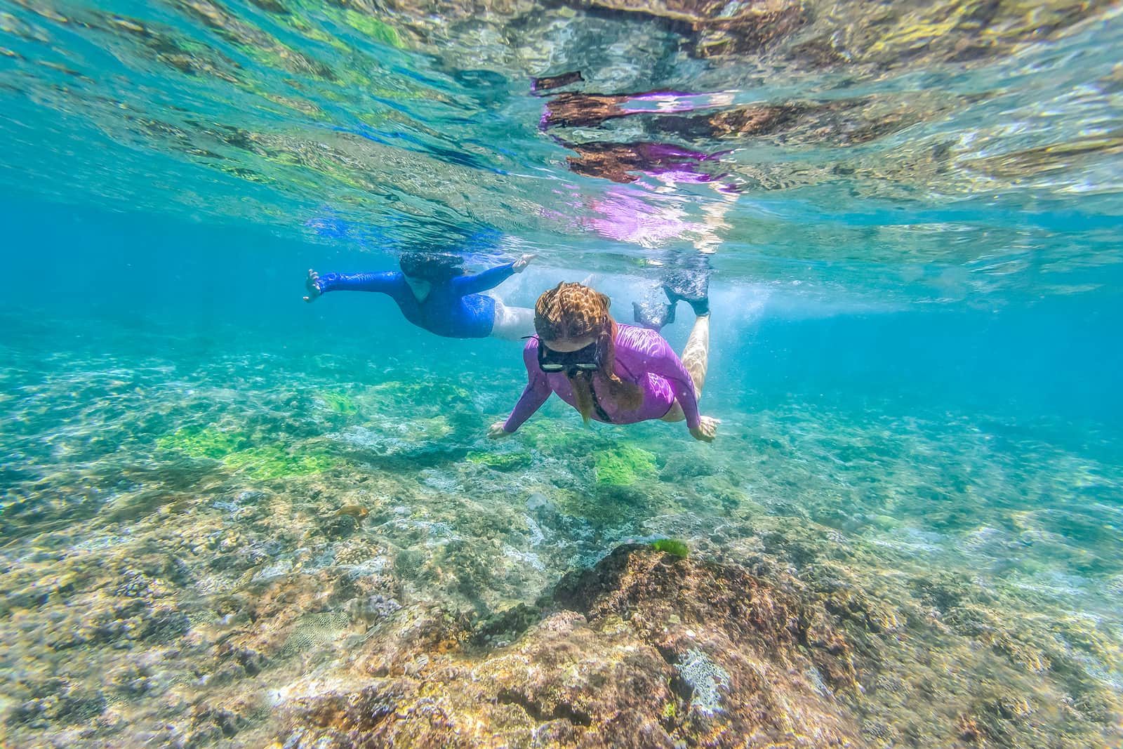 Two travellers snorkelling in Indonesia