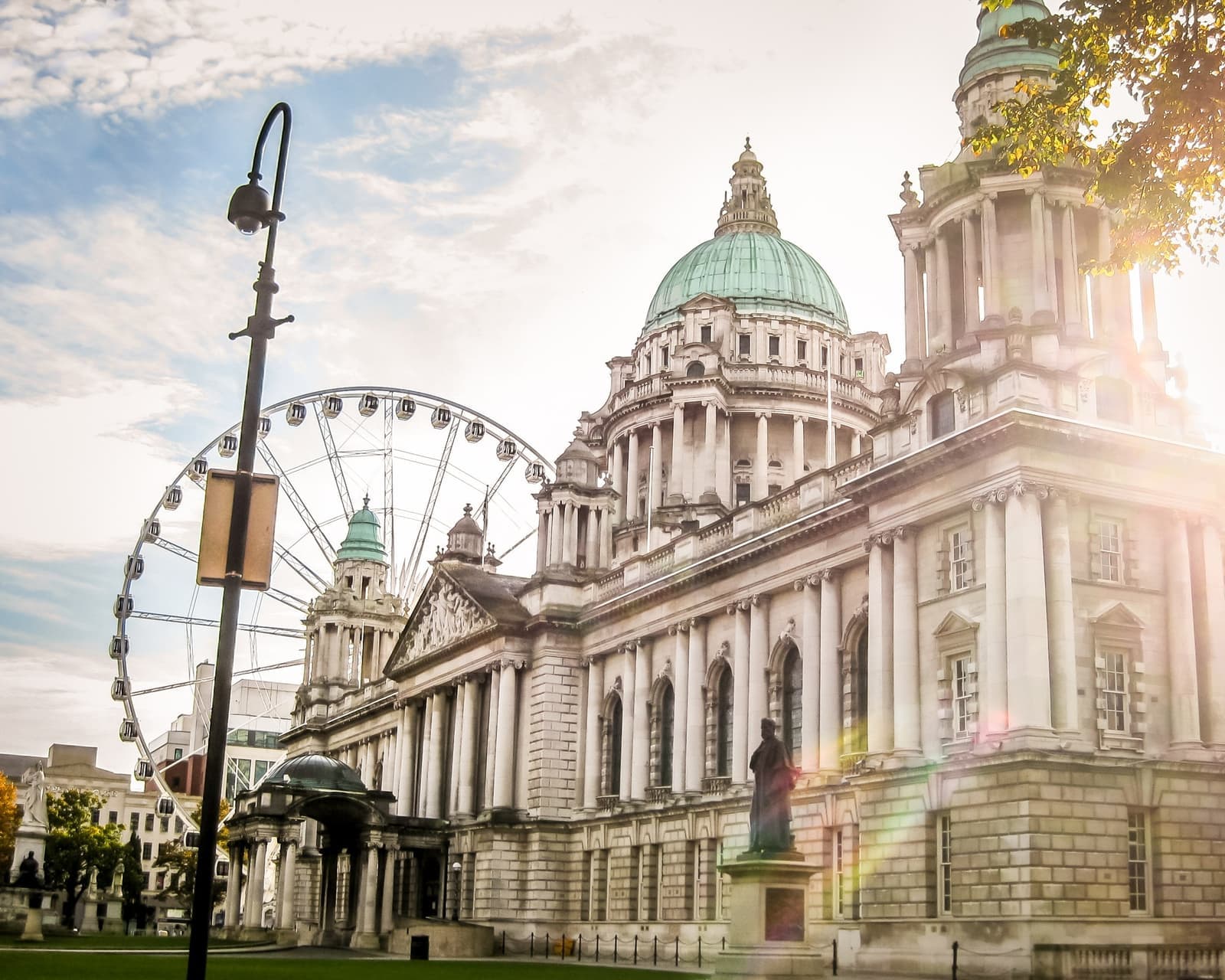 The exterior of the Belfast City Hall in Belfast, Northern Ireland
