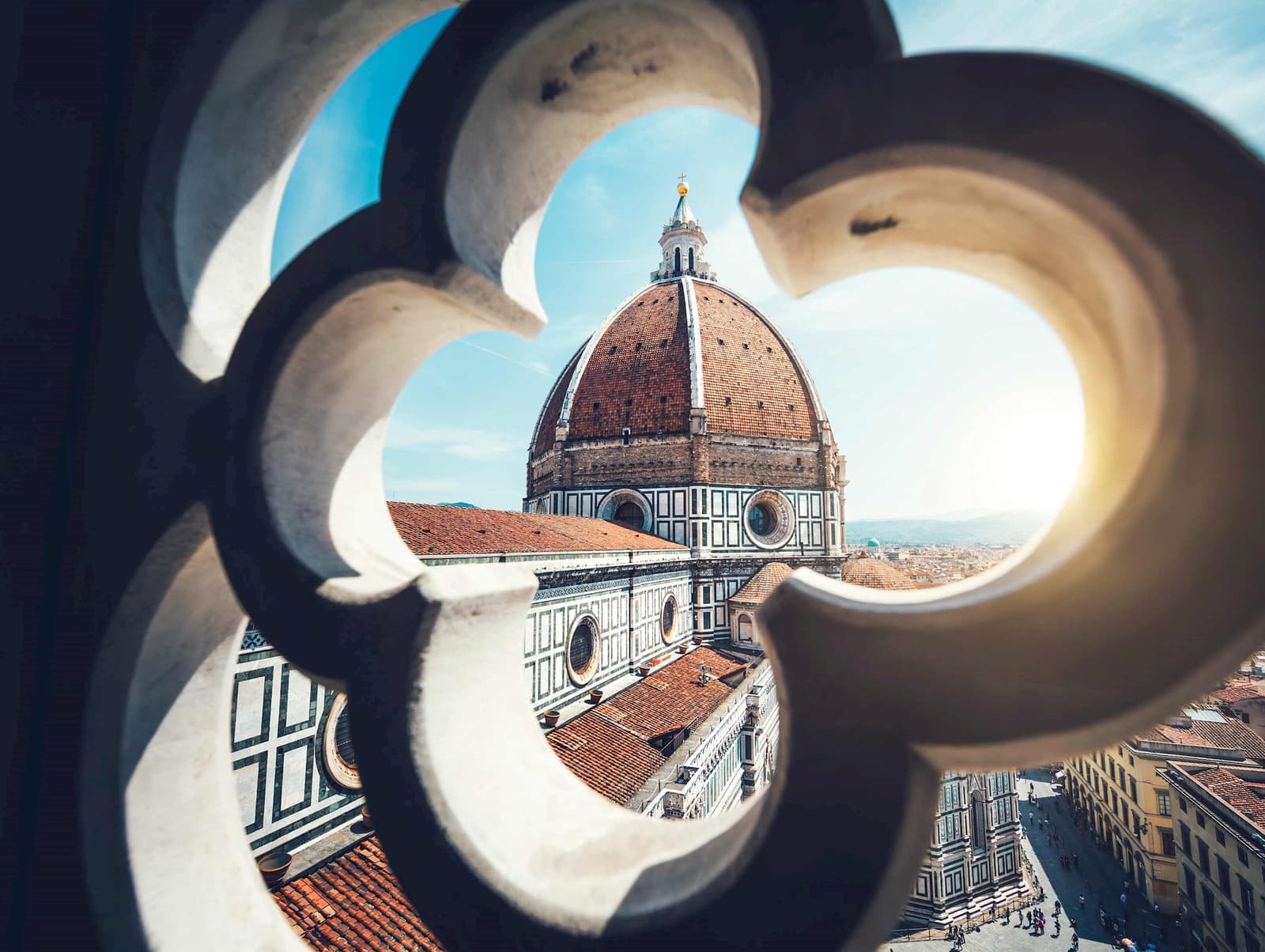 View of Duomo Santa Maria del Fiore dome from Giotto’s Bell Tower