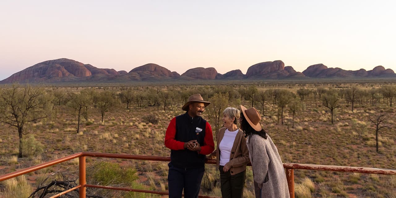 Ladies Laughing With AAT Guide At Kata Tjuta