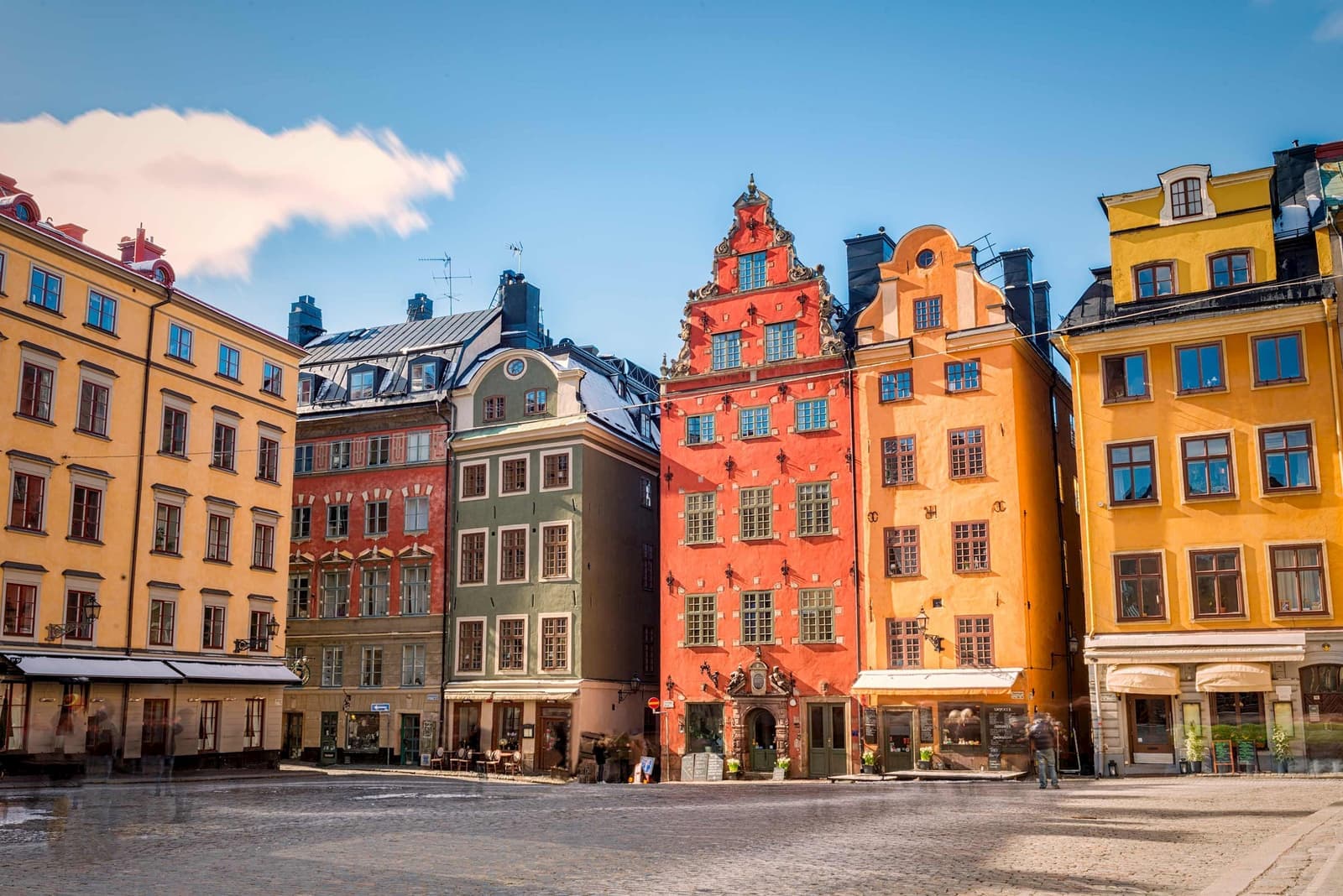 Colourful buildings in Gamla Stan's Stortorget Square, Stockholm, Sweden