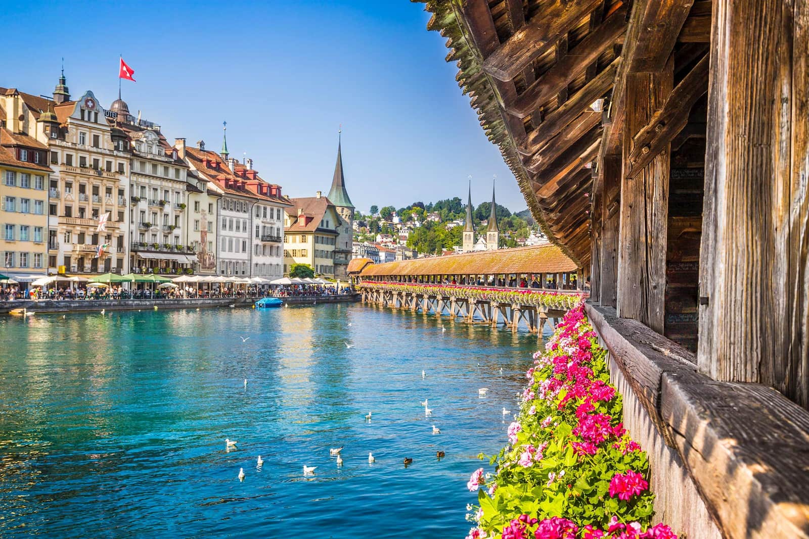 A view of Lucerne from the Chapel Bridge