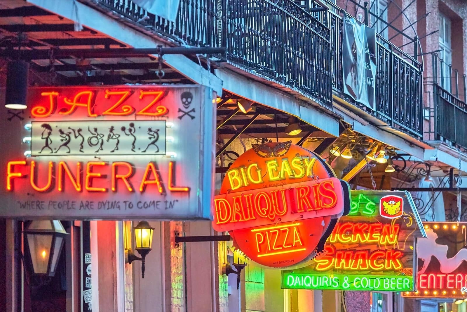 Signs on Bourbon Street in New Orleans, USA