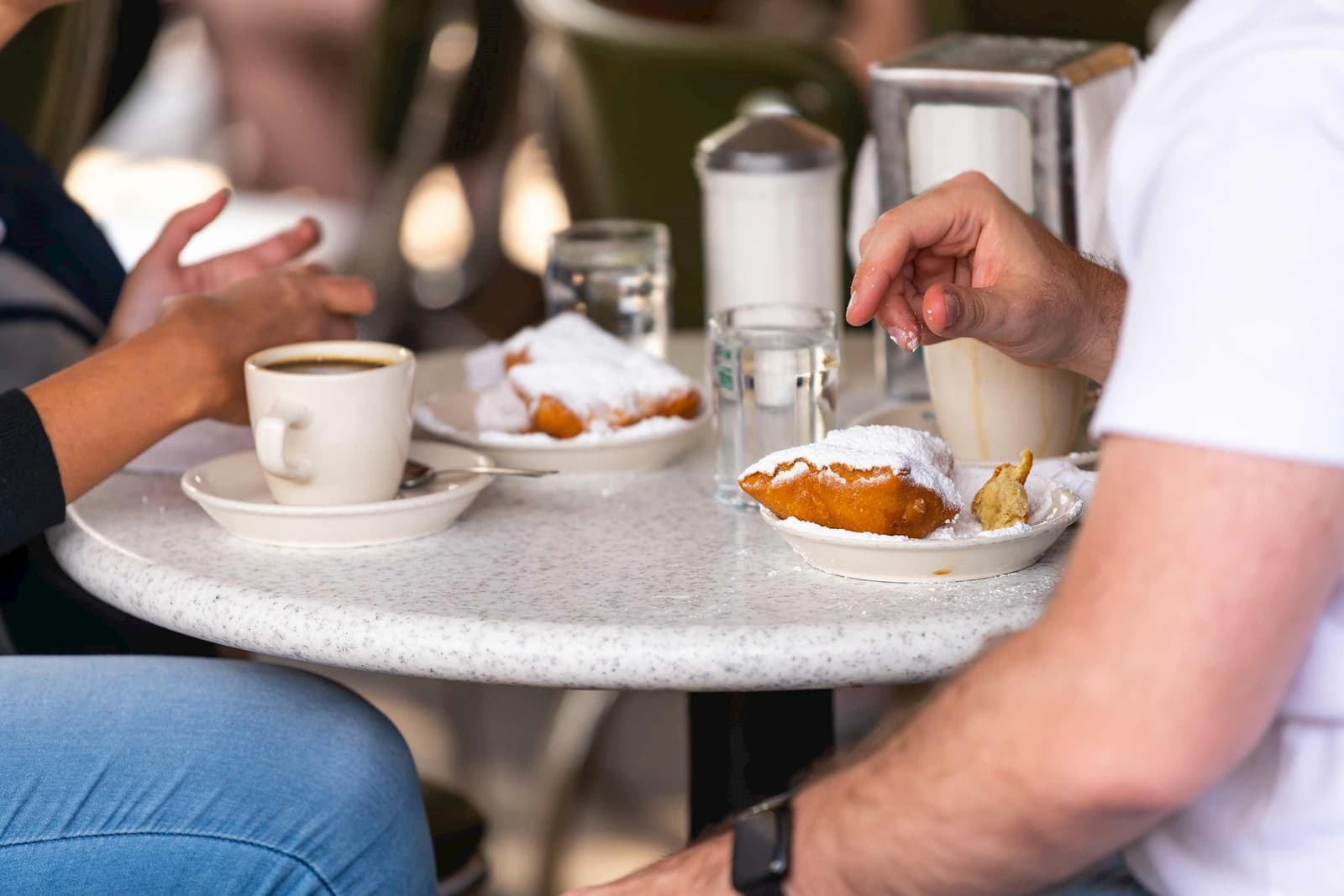 Coffee and donut at a cafe in New Orleans, USA