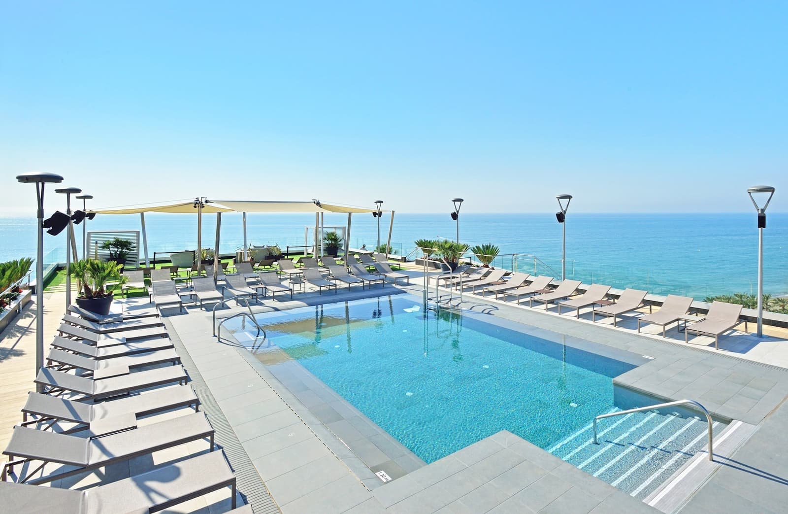The roof top pool of the Melia Cosa del Sol Hotel Torremolinos, Spain